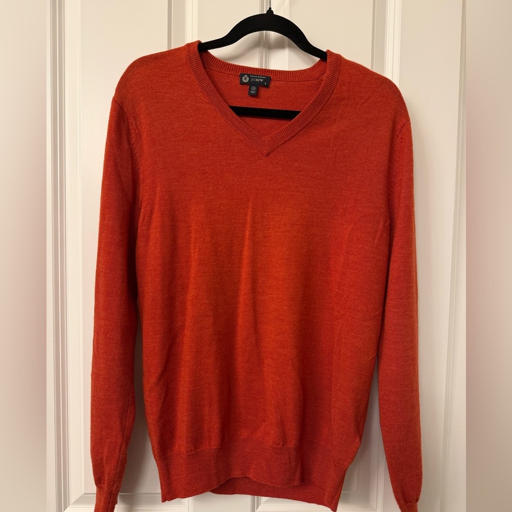 J. Crew Men's V-Neck Sweater in Bold Orange